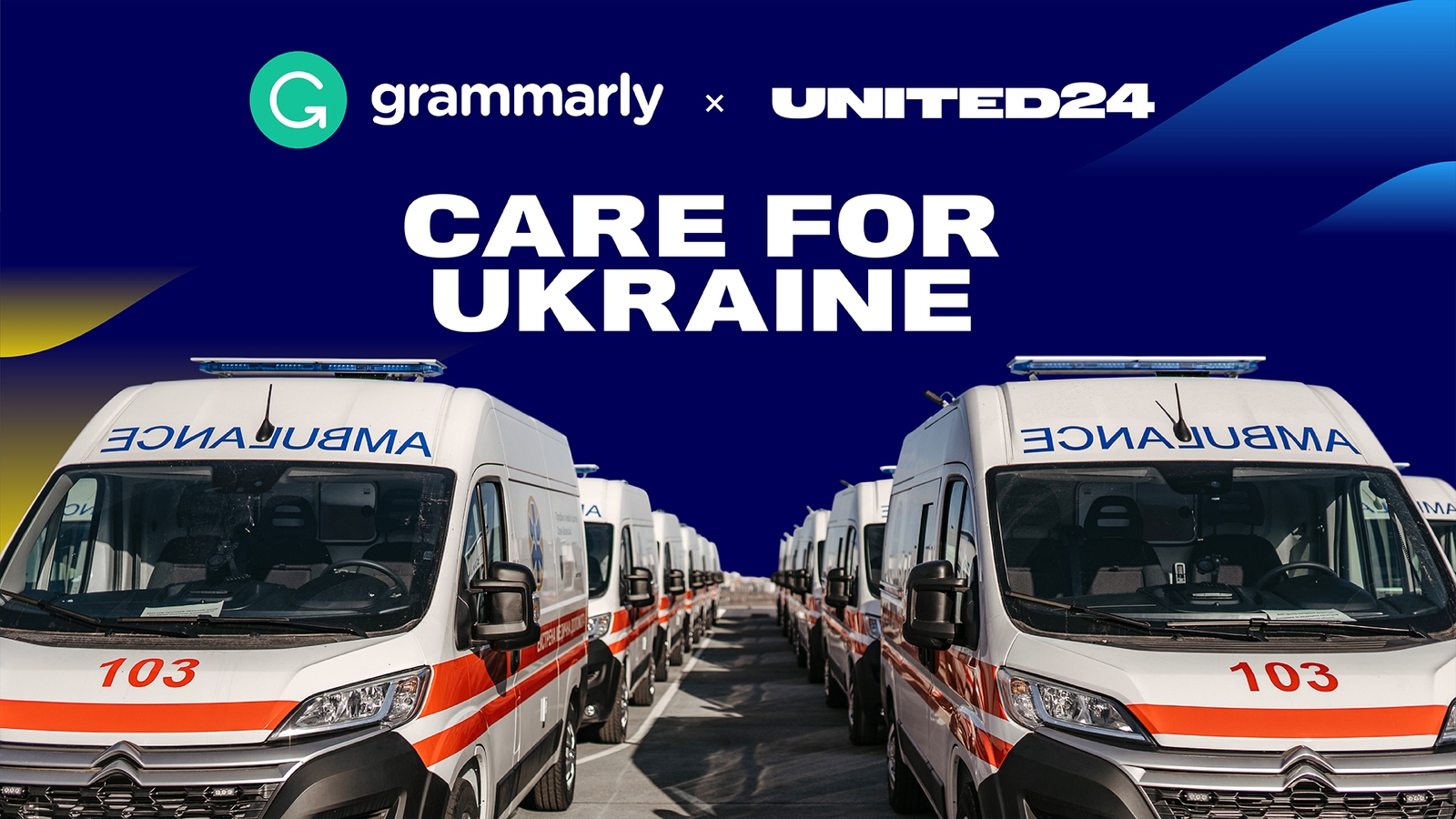 Компанія Grammarly стала партнером UNITED24 і збирає на автомобілі швидкої допомоги