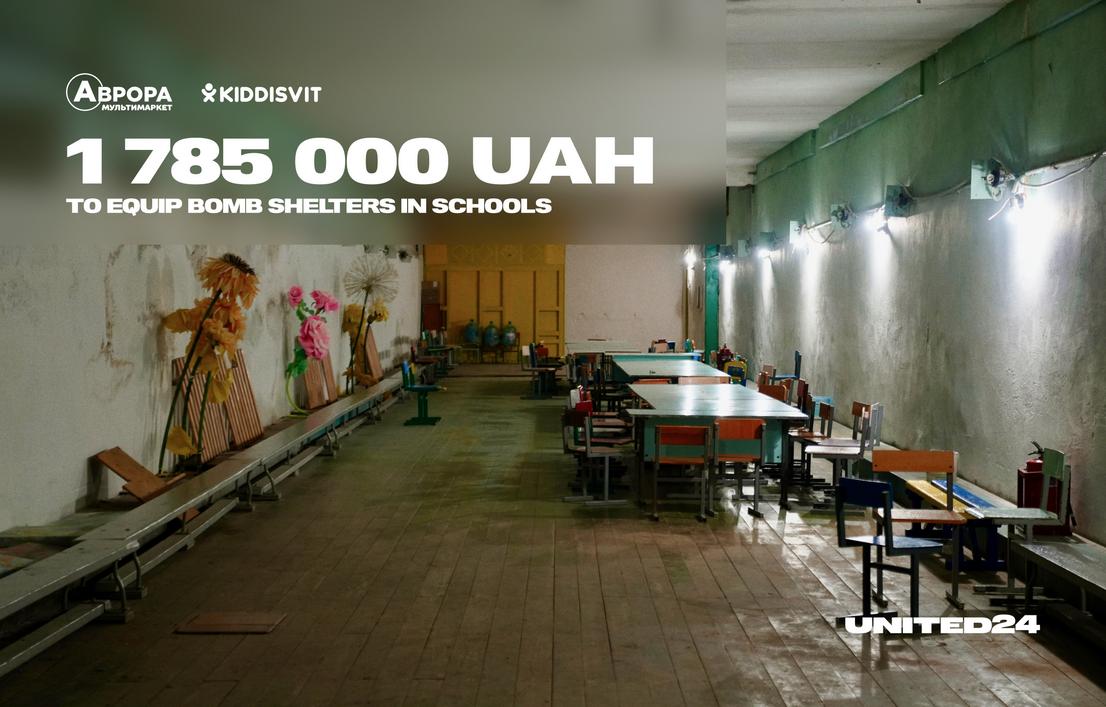 KIDDISVIT and Aurora Multimarket have donated UAH 1,785,000 to equip bomb shelters in schools