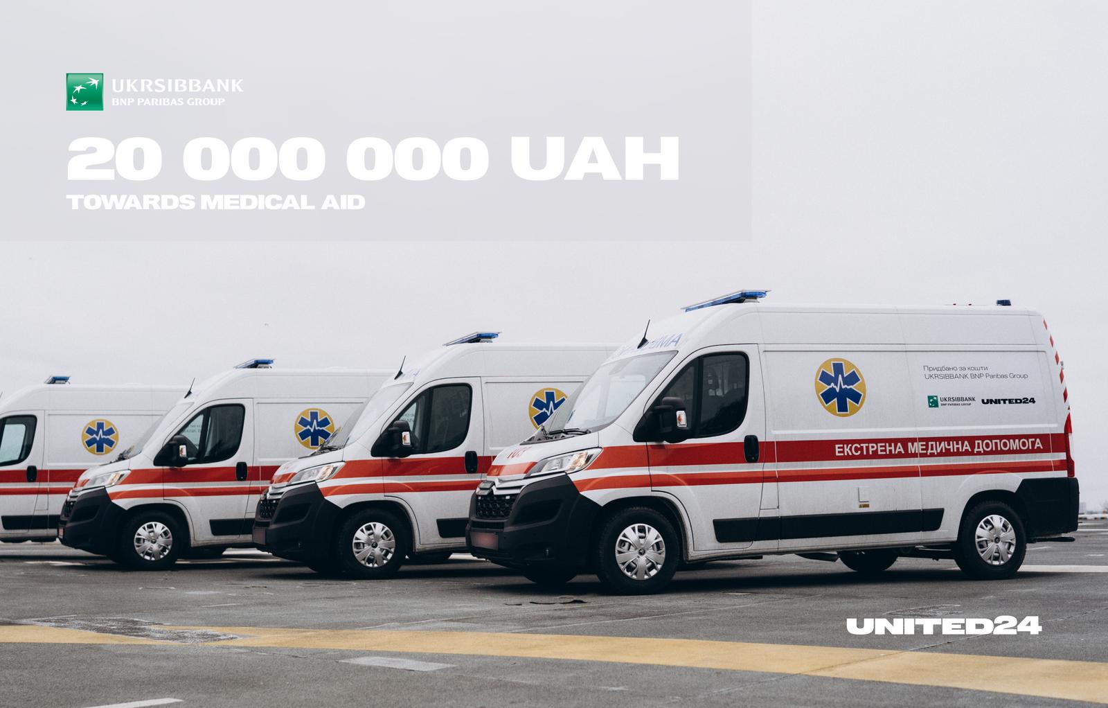 UAH 20,000,000 from UKRSIBBANK BNP Paribas Group towards Medical Aid 