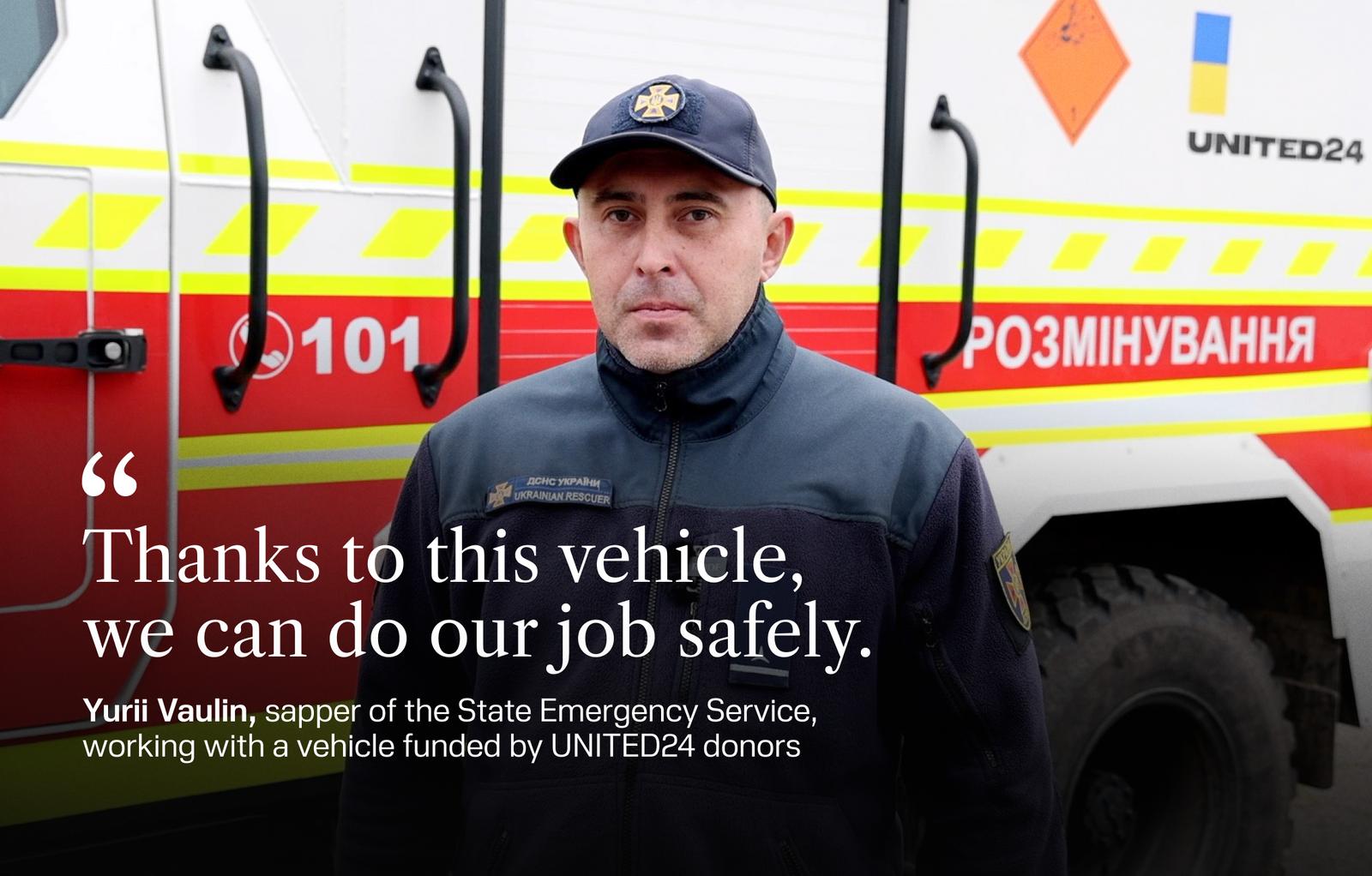 Thanks to contributions from UNITED24 donors, a demining vehicle is now operating in Mykolaiv