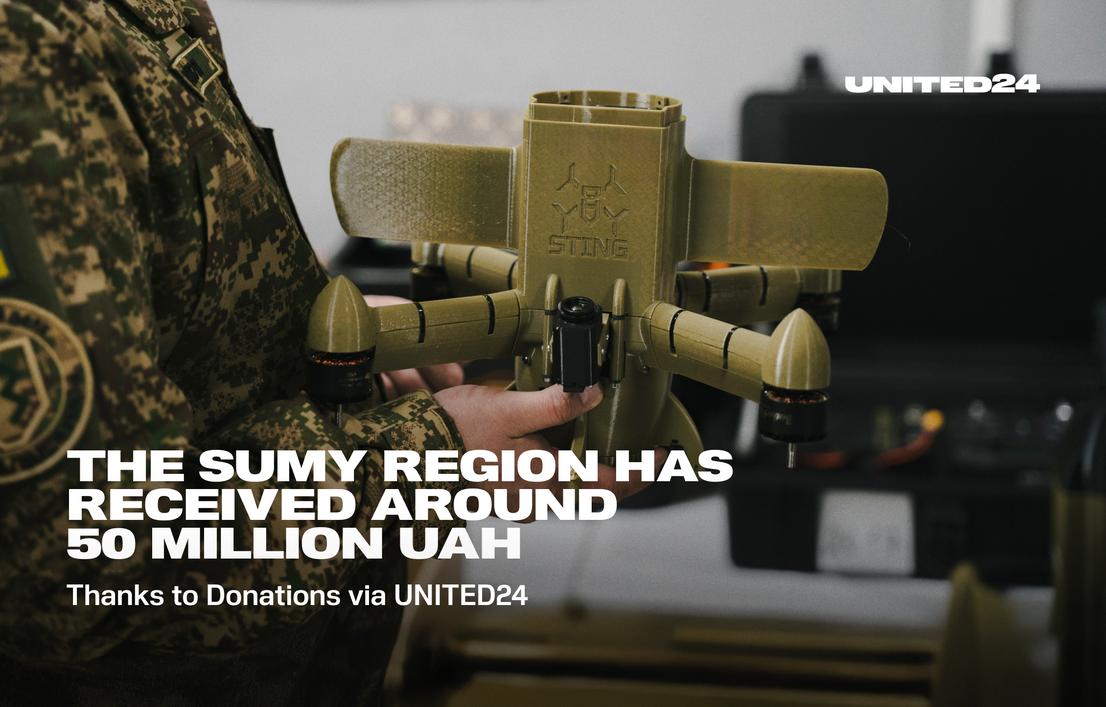 The Sumy Region Has Received Around 50 Million UAH Thanks to Donations via UNITED24