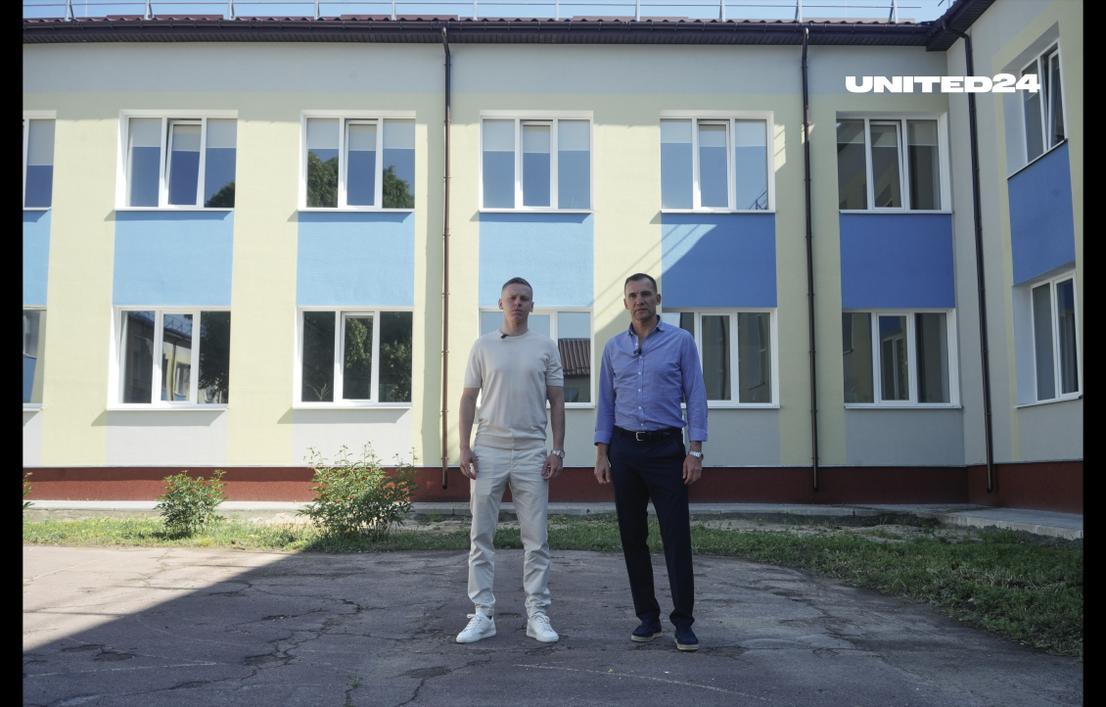 Oleksandr Zinchenko and Andriy Shevchenko visited the rebuilt Mykhailo-Kotsiubynskyi School